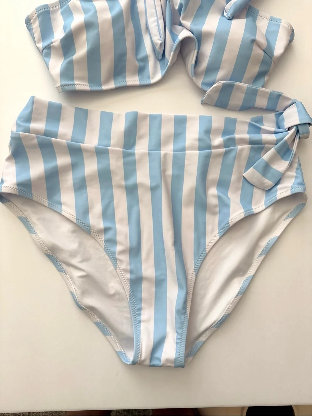NEW Blooming Jelly Blue and White Striped Two-Piece Swimsuit